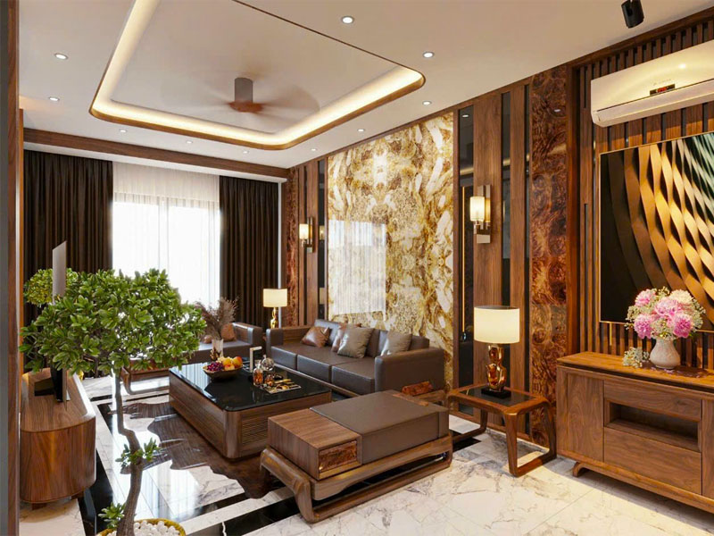 Nội thất phòng khách biệt thự hiện đại NBT0015
